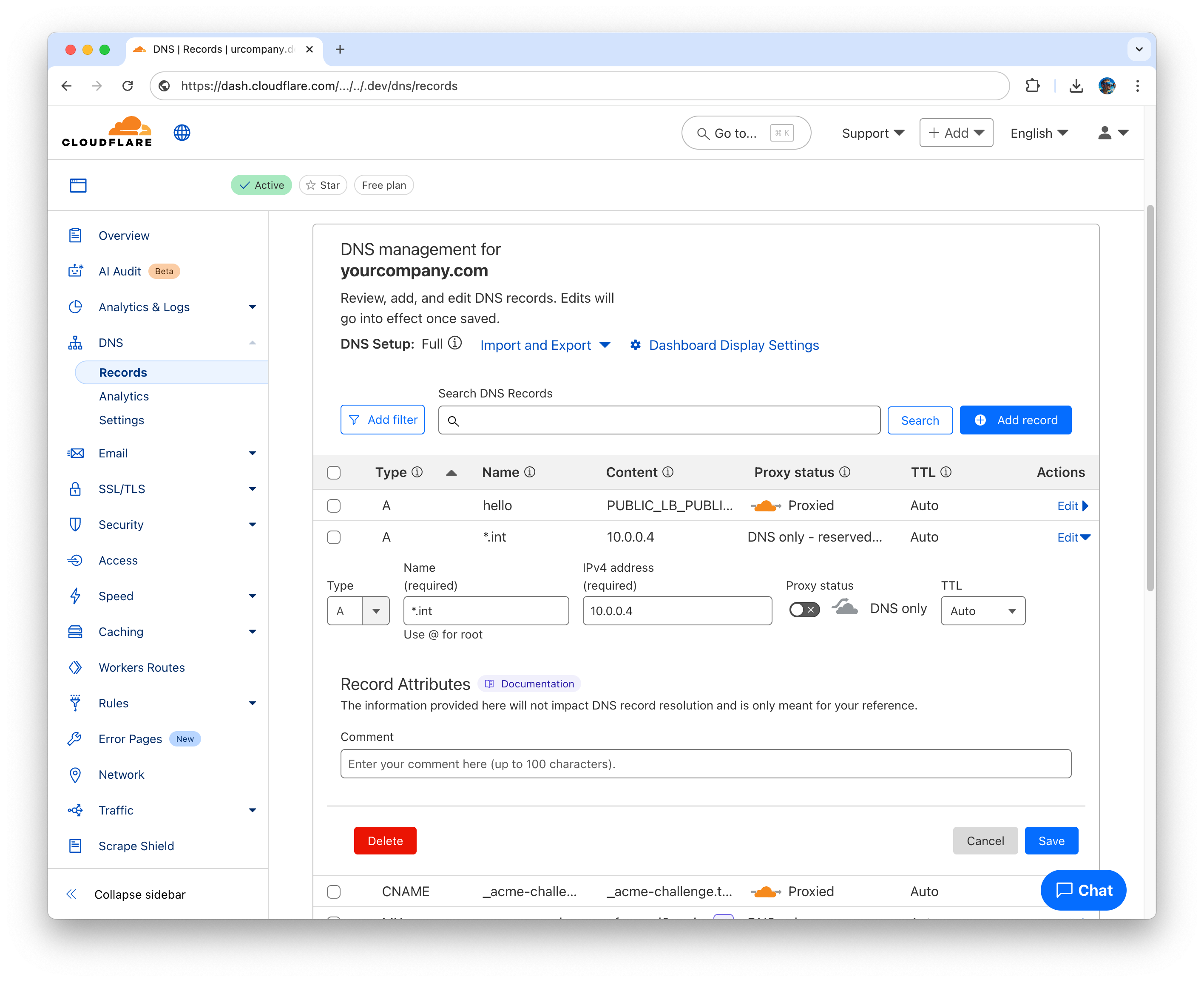Configure Cloudflare DNS