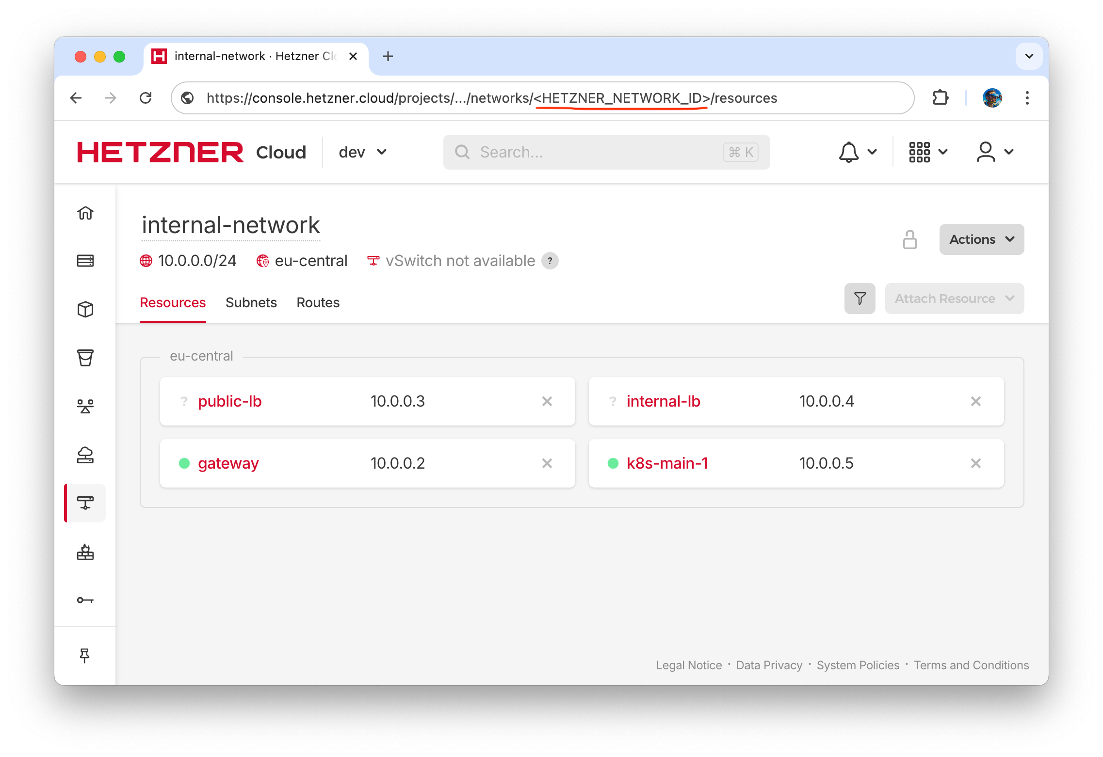 HETZNER_NETWORK_ID of internal-network