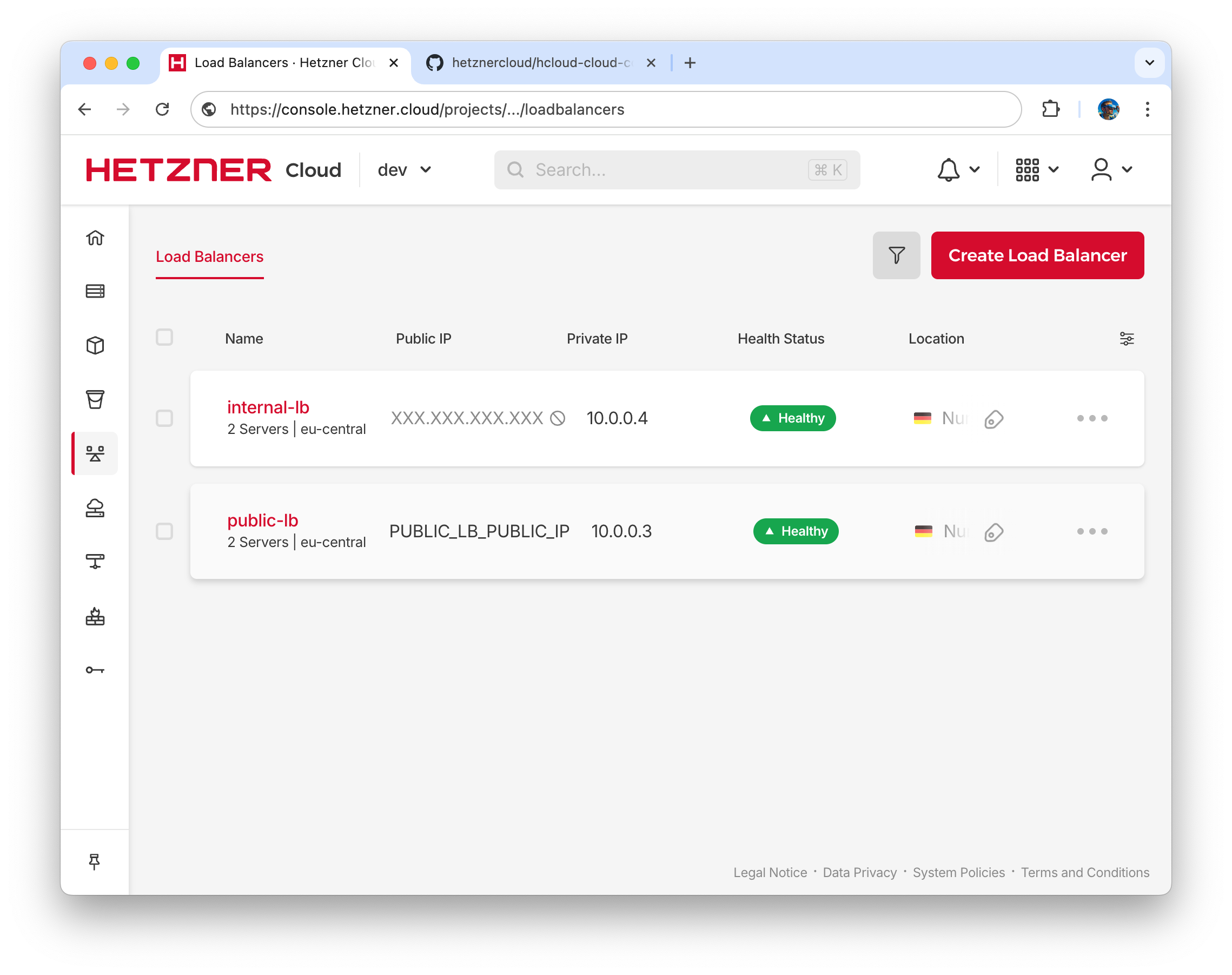 Check that Hetzner Cloud Balancers became healthy