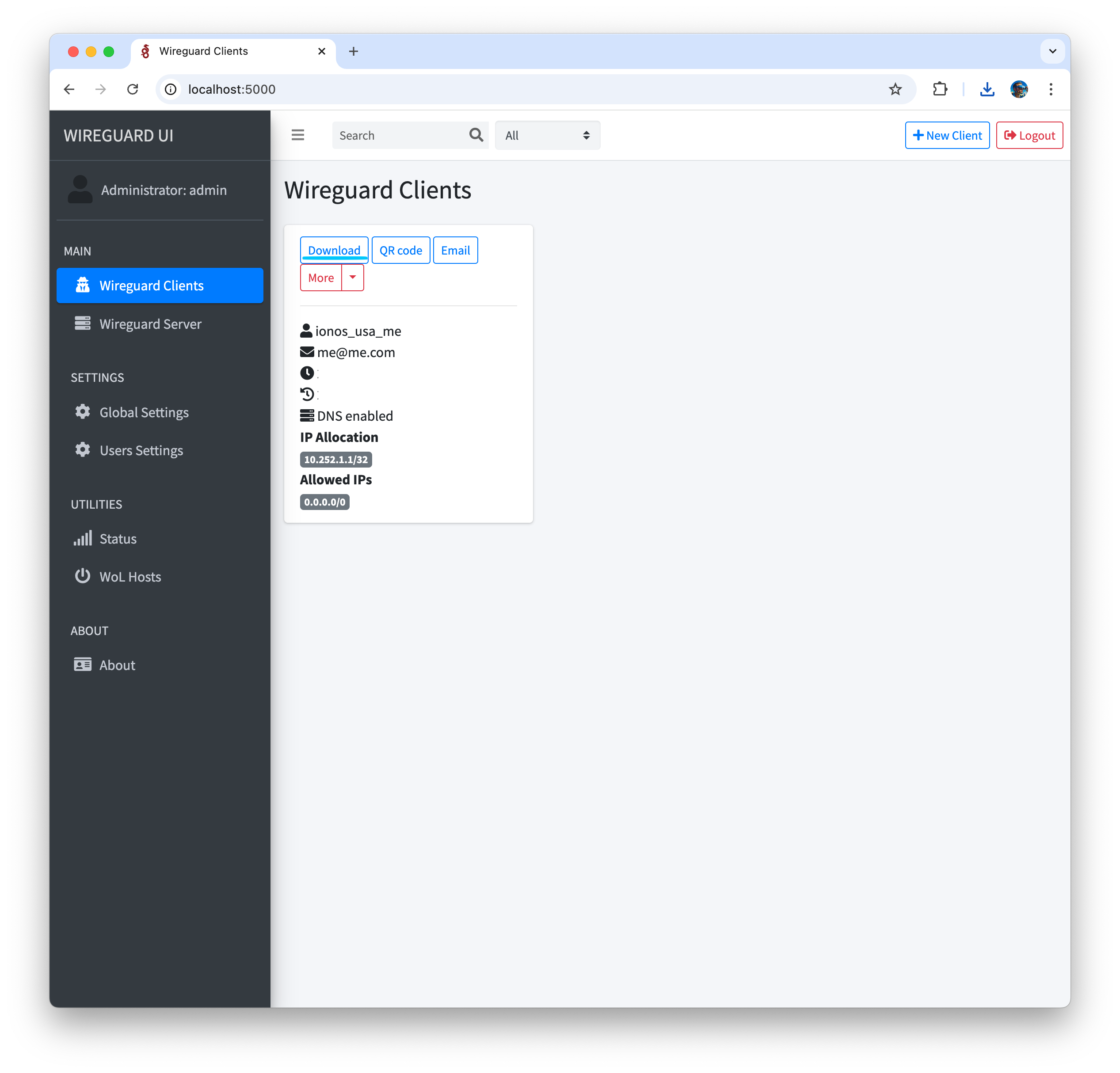 Wireguard Download client configuration