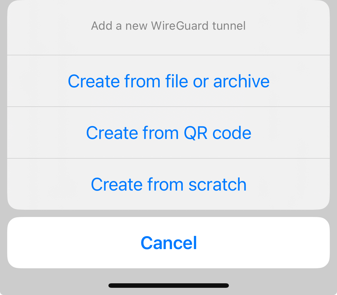 Wireguard create connection from QR code
